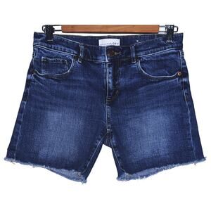 Loft Women's 25" Cotton Blend Dark Wash Denim Frayed Cutoff Shorts